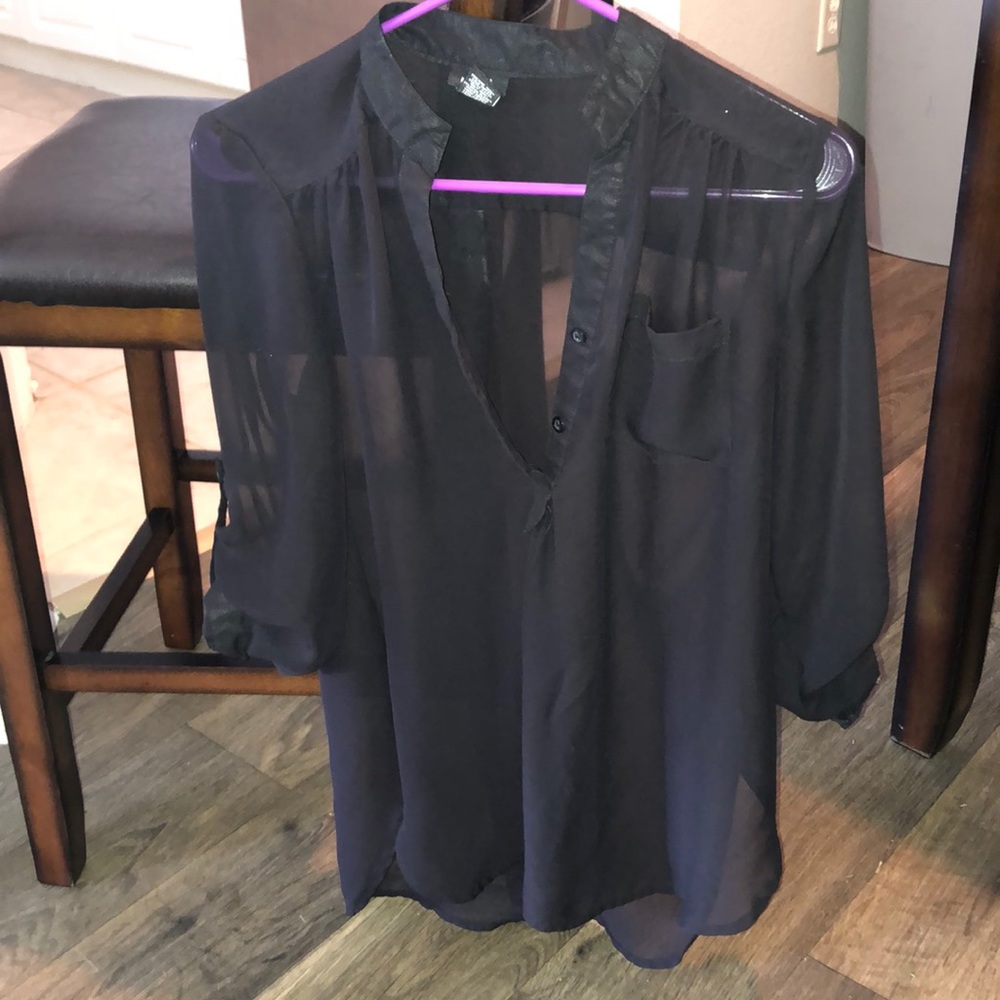 Long sleeve sheer shirt black